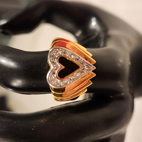 Vintage Ana Bekoach 18K HGE Heart Ring With CZ - Picture 5 of 15